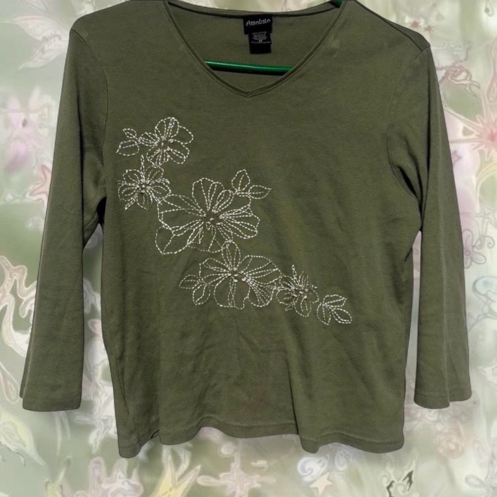 Assoluto Olive Green 3/4 sleeve Shirt